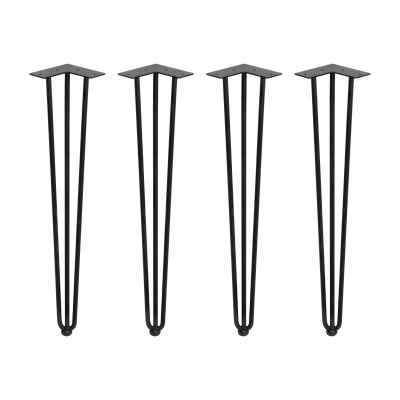 Emuca Set di gambe Hairpin di 3 bastoncini per tavolo, 710, Verniciato nero, Acciaio