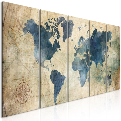 Quadro - Retro Map (5 Parts) Narrow 225x90