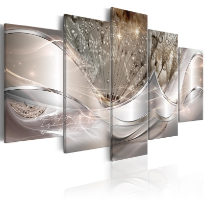 Quadro - Sparkling Dandelions (5 Parts) Beige Wide 200x100