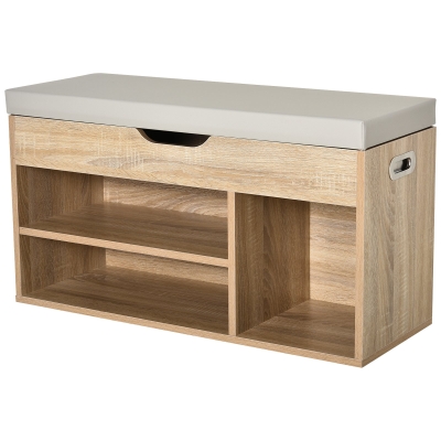 HOMCOM MDF Entry Way Shoe Storage Ottoman Grey