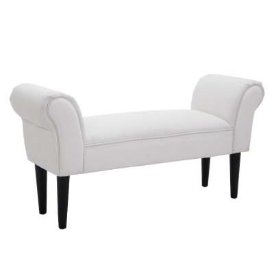 HOMCOM Upholstered MDF Bedroom Chaise Lounge Bench White