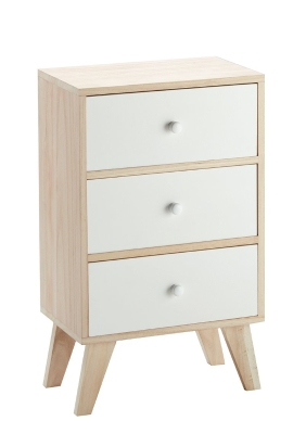 Mobiletto 3 Cassetti In Legno Di Paulownia Con Piedini
