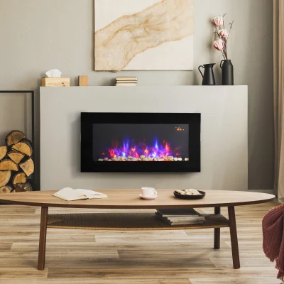 HOMCOM LED Electric Fireplace Remote Faux Flame Home Heater