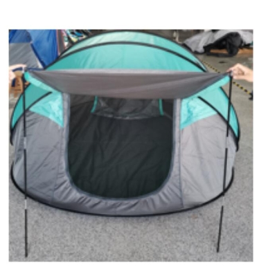 Tente de camping pop-up 3-4 personnes fibre verre polyester bleu gris