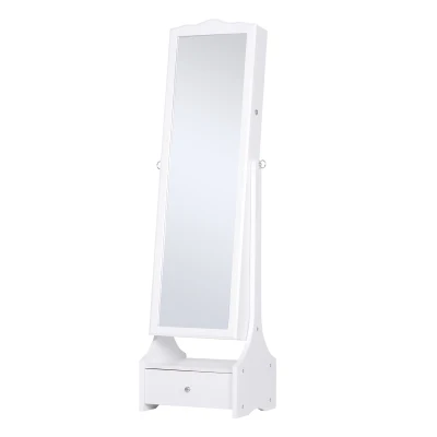 HOMCOM Jewellery Cabinet Floor Standing White with LED