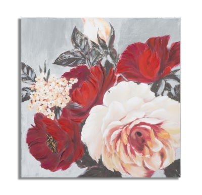 Dipinto Su Tela Red Flower Square Cm 90X3,7X90