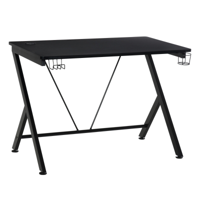 HOMCOM Gaming Desk Computer Table Metal Frame w/ Cup Holder, Headphone Hook, Cable Hole