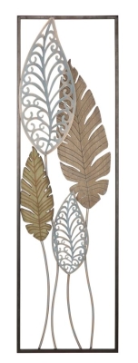 Pannello In Ferro E Legno Foglie -B- Cm 30.5X2.5X99.5
