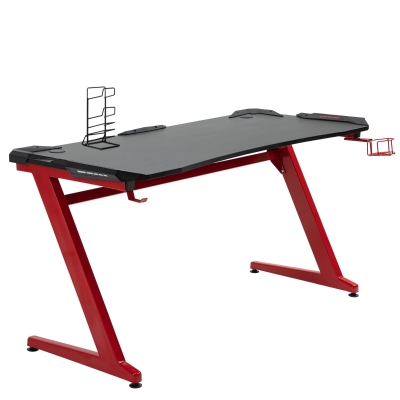 HOMCOM Computer Desk Gaming Desk Writing Table w/cup holder Headphone hook Red/Black