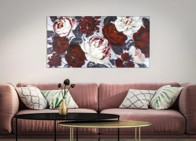Dipinto Su Tela White/Red Flower Darkback Cm 120X3,7X60