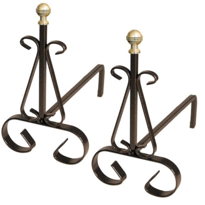 Coppia Alari in ferro per camino 41x15x40H