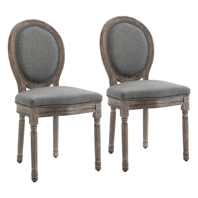 HOMCOM Set of 2 Elegant French-Style Dining Chairs w/ Wood Frame Foam Seats