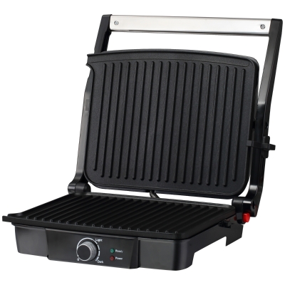 HOMCOM Health Grill & Panini Press, 2000W Electric Non-stick Grill with 180° Flat Open, Drip Tray and Adjustable Temperature, Sandwich Toaster Maker