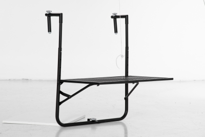 Table suspendue pliable de balcon hauteur réglable métal époxy noir
