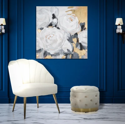 Dipinto Su Tela White Flower -A- Cm 90X3,7X90