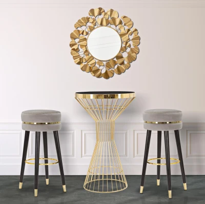 Sgabello Bar Paris Grigio/Gold Cm Ø 35X74