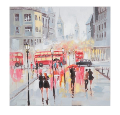 Dipinto Su Tela Rain London -A- Cm 100X3X100              