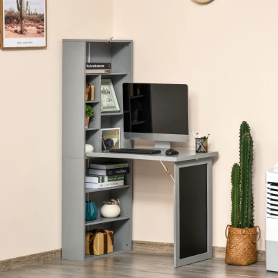 HOMCOM Folding Convertible Desk Grey Multi-function Workstation