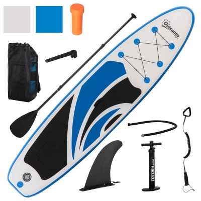 Outsunny Inflatable Paddle Stand Up Board, Adjustable Aluminum Paddle Non-Slip Deck Board, with ISUP Accessories & Carry Bag, 320L x 76W x 15H cm