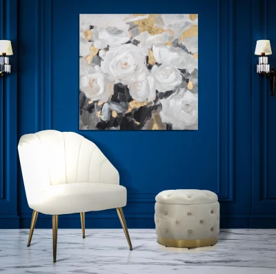 Dipinto Su Tela White Flower -B- Cm 90X3,7X90