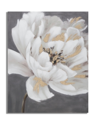 Dipinto Su Tela White/Gold Flower Cm
80X3,7X100