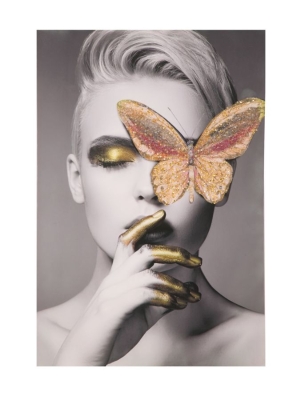 Stampa Su Tela Con Applicazioni -B- Butterly Cm 80X3.8X120