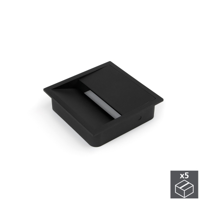 Emuca Passacavi da tavolo, quadrato, 85 x 85 mm, da incasso, Plastica, Nero, 5 u.