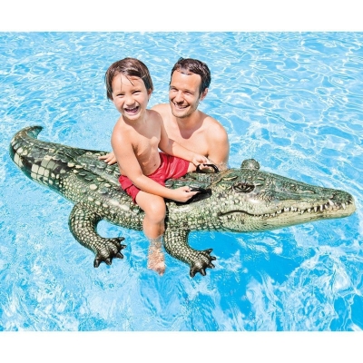 INTEX Materassino cavalcabile gonfiabile per bambini a forma di Coccodrillo 170x86 cm