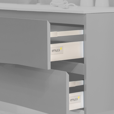 Emuca Kit cassetto per cucina Vantage-Q, altezza 141 mm, prof. 350 mm, con astine, chiusura soft, Acciaio, Bianco
