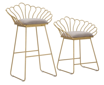 Sgabello Glam Flower Grigio Cm 57X52X94-56X48X72,50