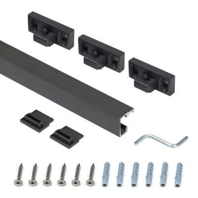 Emuca Profilo per accessori da cucina sospesi, fissaggio a parete, con supporti, 110 cm, alluminio e zama, grigio antracite.