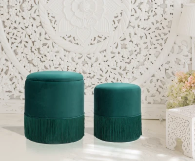 Puff Contenitore Lines Coppia Verde Cm Ø  35X42-30X32