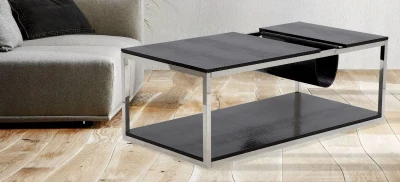 Tavolinetto Da Caffe' Porta Giornali  Rettangolare Nero Cm 120X60X42