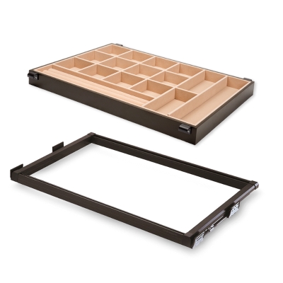 Emuca Kit di guide e cassetto organizzatore Moka per modulo 900 mm in finitura verniciata moka