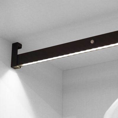Emuca Barra appendiabili per armadi Castor con luce LED, batteria rimovibile e sensore di movimento, 558, Verniciato moka