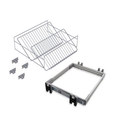 Emuca Kit di guide e porta scarpe ausiliare Keeper per vano 600 mm in finitura anodizzato opaco