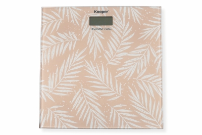 Kooper Bilancia Pesapersone Vetro Temperato Foglie Pink