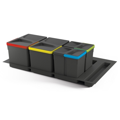 Emuca Set di contenitori con base Recycle per cassetto di modulo 900 mm 12 L, 6 L, 6L