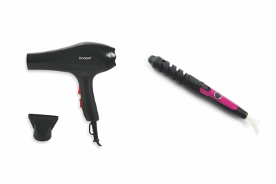 Kooper Set Asciugacapelli 2000W+Arricciacapelli 30W Fuxia