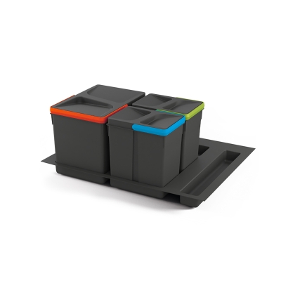 Emuca Set di contenitori con base Recycle per cassetto di modulo 600 mm 12 L, 6 L, 6L