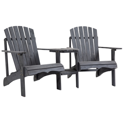Outsunny 2 Gartenstühle mit Beistelltisch Tannenholz Dunkelgrau 178 x 87 x 92 cm