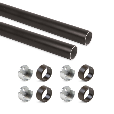 Emuca Kit tubo per armadio rotondo à˜28, 0,75 m, Verniciato moka, Alluminio e Zama