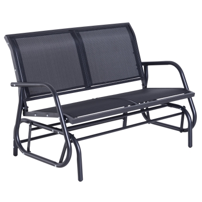 Outsunny Banco Balancín tipo Silla Oscilante de Jardín o Patio con 2 Plazas 120x70x85 cm Metal y Tela Texteline
