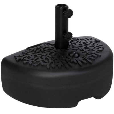 Outsunny Base de Pared para Sombrilla Soporte Semicircular de Parasol Rellenable de Arena 21 kg o Agua 18 kg para Jardín Patio Terraza Exterior 50x31x18 cm Negro