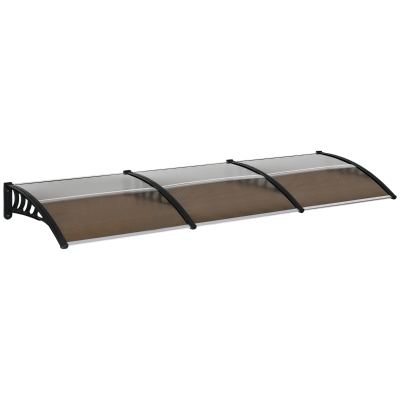 Outsunny Tejadillo de Protección 300x100 cm Marquesina Exterior para Puertas y Ventanas contra Sol y Lluvia con Soporte Aleación de Aluminio Policarbonato Marrón