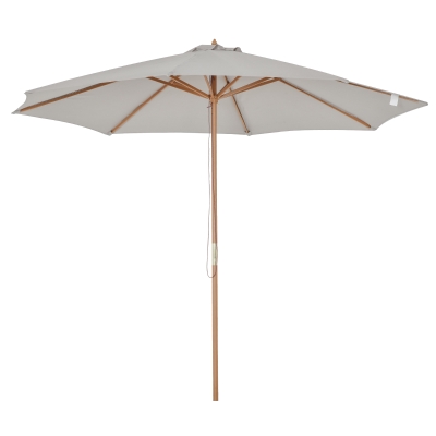 Outsunny Sombrilla Parasol de Jardín Ø300x250 cm con Sistema de Pestillo de Fijación Techo Ventilado y Poste Desmontable de Madera para Terraza Patio Exterior Gris