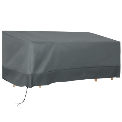 Outsunny Funda Protectora para Muebles de Jardín Tela Oxford 600D Impermeable Cubierta de Muebles de Mesas Sillas Sofás Exterior con Cordón y Hebilla 190,5x72x76 cm Gris