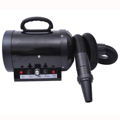 PawHut Secador de Pelo para Perros 2800W Soplador de Agua para Mascotas con Temperatura y Velocidad del Viento Ajustable 3 Boquillas Tubo Flexible 2,5 m y Asa Portátil 40x16x20 cm Negro