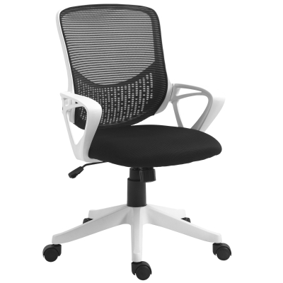 Vinsetto Silla de Oficina Giratoria 360° Silla Escritorio Ergonómica con Altura Ajustable Reposabrazos Soporte Lumbar y Respaldo de Malla Transpirable 65x65x93-103 cm Negro