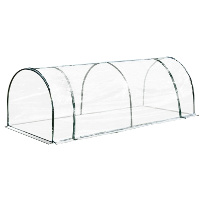 Outsunny Invernadero Caseta 250x100x80 cm para Jardín Terraza Cultivo de Plantas Semilla Vivero Casero Tipo Túnel con Marco de Acero y Cubierta PVC Transparente